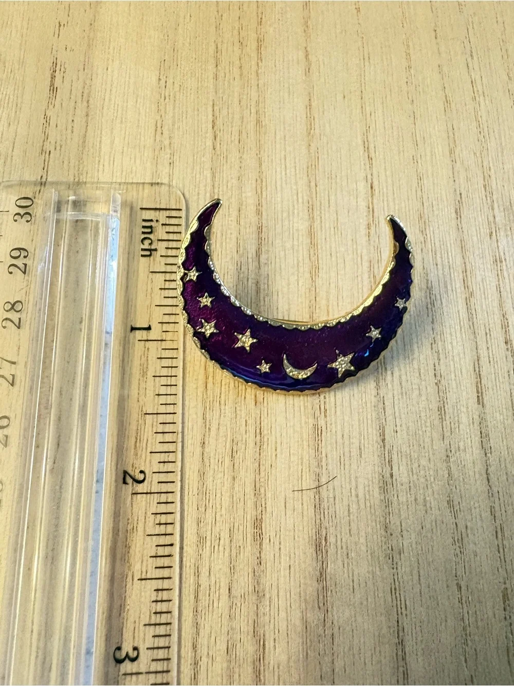 Purple Crescent Moon Star Pin